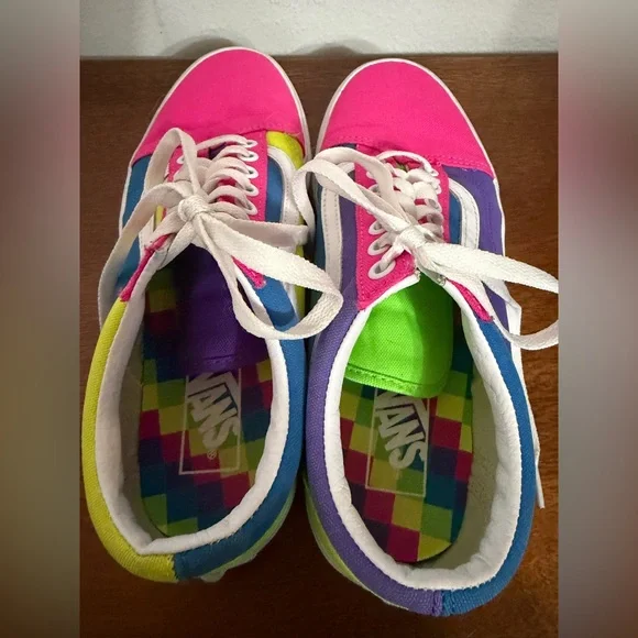 Vans Old Skool Neon Color-Block Skate Shoe M 7.5 W9 tennis shoes sneakers - Picture 5 of 8